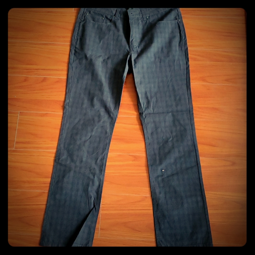 Kenneth Cole slim fit black pants with plaid print